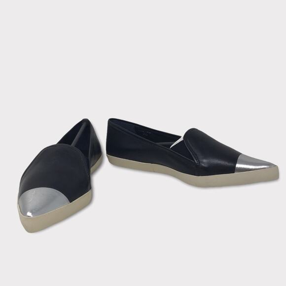 Saint & Libertine NWT Flat Loafer Sneaker Leather Black & Silver Size 6 - Picture 7 of 13